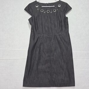 L#26 Sandra Darren Denim Sheath Dress with Grommet Detail Size 12